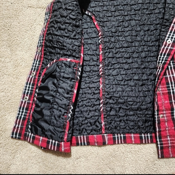 Quilted Vest Baxter & Wells Red Silver Black Stylish Snap EUC Womans Large - Picture 8 of 8